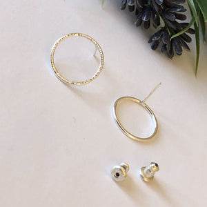 Gold or Silver textured round Studs